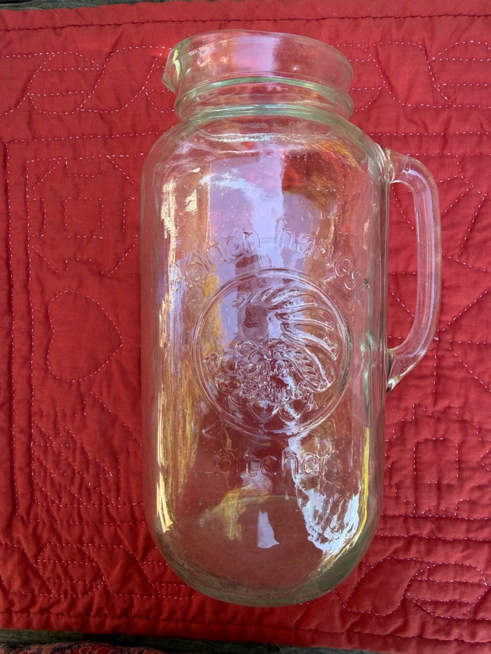 Vintage Golden Harvest Glass Pitcher 48 Ounce Serveware Drinkware Collectable